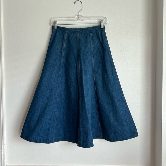 Vintage 70’s Midi Jean Skirt High Waist - Picture 2 of 4